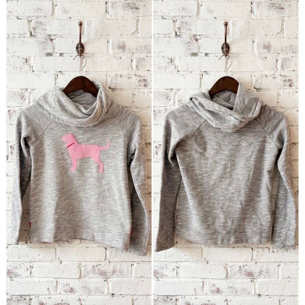 The Black Dog Grey Cowl Neck Sweatshirt Pink Logo Coastal Preppy Pullover m